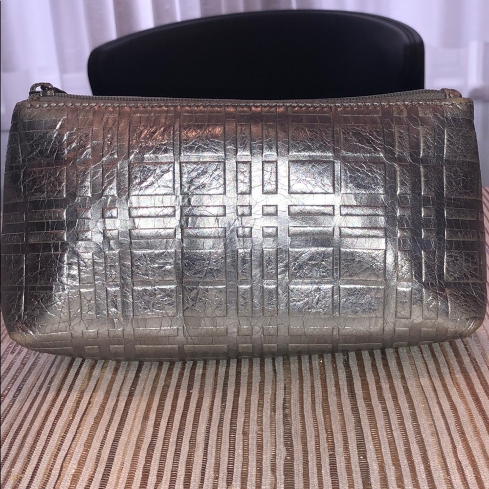 Sm, silver, Burberry makeup pouch w/ zipper